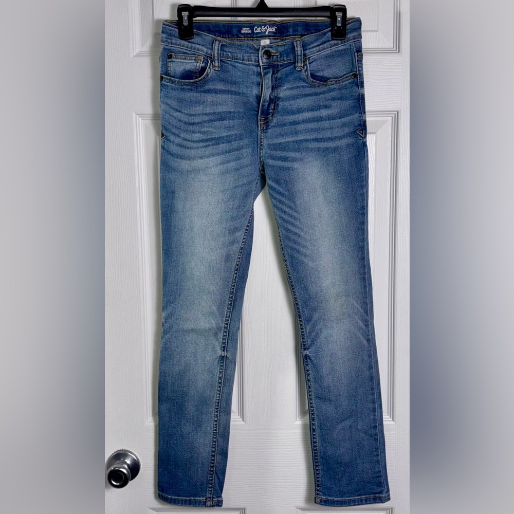 Cat & Jack Boys Skinny Jeans Size 14 Adjustable Waist Medium Wash Denim